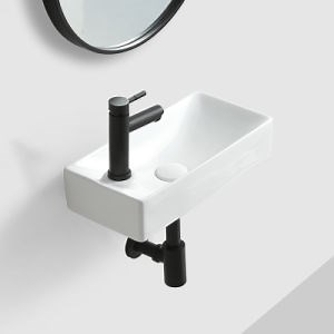 [Hot Item] Small Wash Basin Price Bathroom Ceramic Sink Rectangle Hanging Basin