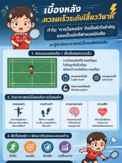 การวิ่งคอร์ทสำหรับนักแบดมินตัน: เบื้องหลังความเร็วที่ควรรู้