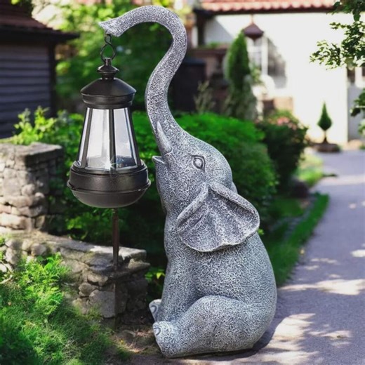 Solar Elephant Garden Statue – Resin Outdoor Courtyard Decor, Lighted Elephant Ornament, Patio Yard Sculpture - Etsy