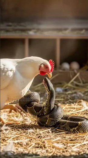 Brave Chicken Fights Giant Python to Save Her Eggs! #shorts
