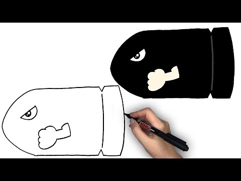 スーパーマリオのキラーのかきかた｜How to draw Billetbill easy #112