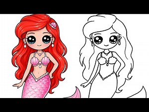 How to Draw an Easy, Cute Mermaid Ariel | How to Draw a Cute Mermaid 🧜‍♀️✨