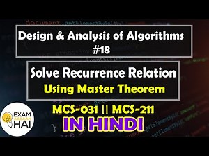 Master Theorem for Solving Recurrences || in Hindi || MCS-211 || MCS-031 || DAA #18