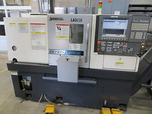 Okuma Genos L250E CNC Turning Center, OSP-P300L/R CNC Control, 8" Chuck, Tool Setter, Parts Catcher