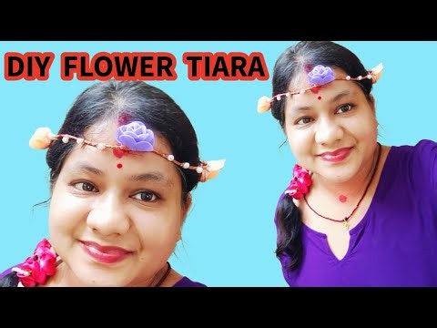 DIY Floral Tiara Making at Home 🌸Cute Princess Tiara Look 💜