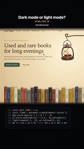 Dark Mode Toggle in HTML CSS JS, Old Lamp That Lights the Page
