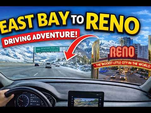 4K Driving Adventure from East Bay to Reno - Crossing through Snowy Sierra Mountains !