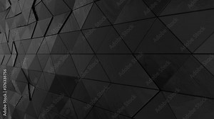 3d Abstract black wood triangle background. Seamless looping animation