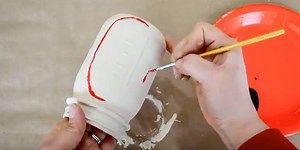 She Paints A Mason Jar White And Next She Paints An All Time Favorite Design In Red!