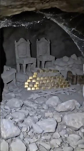 Inside an Ancient Roman Chamber Golden Statues and Gold Bars