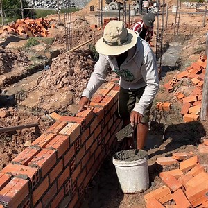 26K views · 600 reactions | Construction Techniques and Skills To Build Brick Walls | DIY crafts PR | Facebook