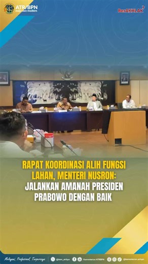Kementerian ATR/BPN on Instagram: "Halo #SobATRBPN, Menteri ATR/Kepala BPN, Nusron Wahid menghadiri Rapat Koordinasi bersama Kementerian Hukum, Kementerian Pertanian, serta Kementerian Perumahan dan Kawasan Permukiman. Pada kesempatan ini, para pimpinan Kementerian/Lembaga membahas harmonisasi kebijakan mengenai penanganan alih fungsi lahan. Lebih lengkapnya, simak pada video berikut ya, Sob☝🏼 #ATRBPNKiniLebihBaik #ATRBPNMajudanModern #MelayaniProfesionalTerpercaya"