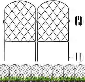 Decorative Garden Fence 24 Pack,24 Ft (L) X 24 in (H) Black Mesh Rustproof Metal Fence, Animal Barrier Fence for Small Dog, Border Folding Patio Fences,Outdoor Flower Bed Landscape Decor