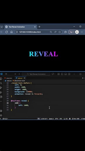 Text Reveal Animation using HTML and CSS. #animation #coding #webdesign #htmlcss
