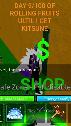 DAY 9/100 OF ROLLING FRUITS ULTIL I GET KITSUNE LIKE= CLAIM GACCHA LUCK 🤞🍀💯#roblox #bloxfurit #short