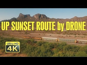 UP Trains on the Sunset Route in 4K at Picacho by Drone