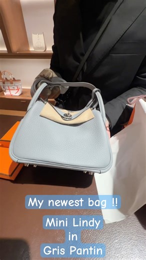 Meet my newest bag, HERMES Mini Lindy in Gris Pantin !!