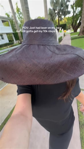 Oversized hat energy ✨ #postlaser #bbllaser #moxilaser #10ksteps #skincarejourney #eveningwalk #fyp