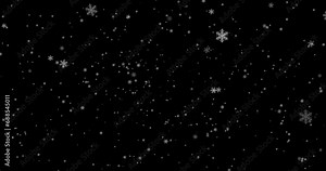 Snow element falling overlay in the winter christmas with black background - winter, slowly falling snow effect - green screen