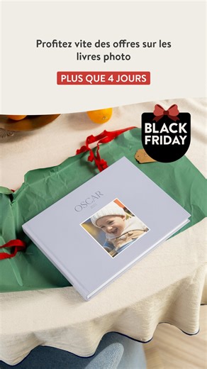 Trop de cadeaux à faire ? Une solution. Nos offres Black Friday sur les livres photo. | Photobox