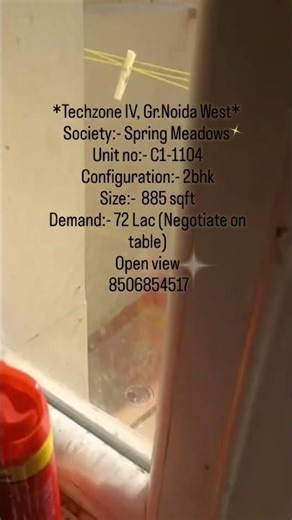 *Techzone IV, Gr.Noida West* Society Spring Meadows Unit no:lC1-1104 2bhkSize 885 sqftDemand 72 Lac