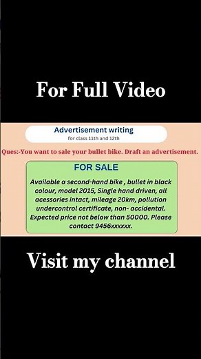 Advertisement Writing || FOR SALE (class11th and 12th) #class12english #cbse #class11english #2024