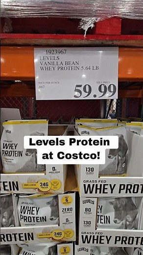 Levels Vanilla Bean Whey Protein powder at Costco. #costco #costcofinds #proteinshake