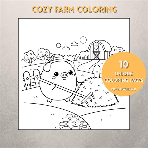 Kawaii Farm Coloring Pages | 10 Barnyard Animal Sheets (digital Download) - Etsy