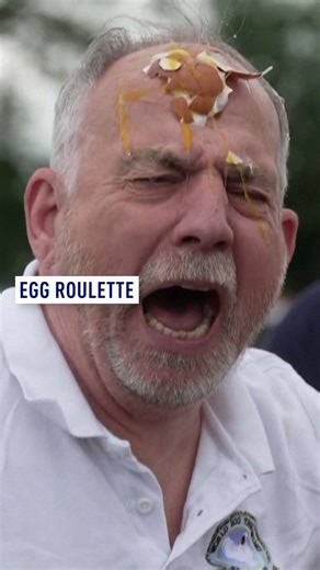 4.3K views · 21 reactions | Egg Russian Roulette is a popular event in the rural English town of Swanton. The challenge sees two contestants at a time smash half a dozen eggs against their heads hoping to not find the one raw egg. #tradition #eggs #smashing #messy #swanton #championship #england #competition | CGTNEurope | Facebook