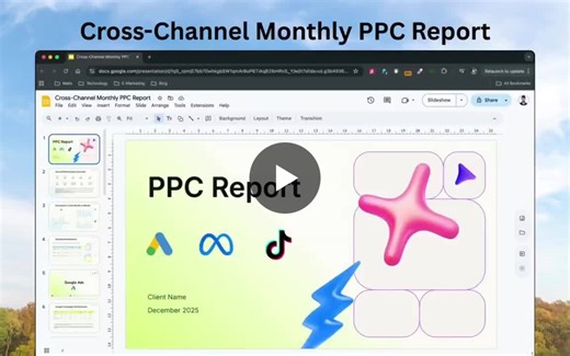 This cross-channel PPC report is 100% automated.Google Ads   Meta Ads   TikTok Ads → one Google Slides deck.Updated monthly. Ready to present.No screenshots.No copying metrics.No manual slide… | Adriaan Dekker | 191 comments