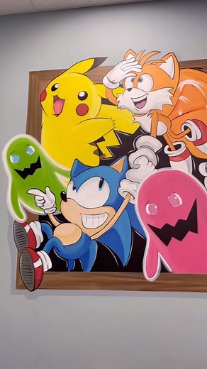 It’s been a year since painting this bad boy. I’m thinking of doing something along these lines for the boys room. Maybe more Mario vs Sonic 😍 | Lacey Crime Art