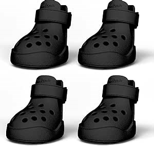 Dog Shoes: Non-Slip Waterproof Sandals for Hot Pavement, Breathable Perforated Boots, Large/Medium/Small Sizes, Ideal Paw Protector, Outdoor Clog Booties (Black, Size 1: (1.81’’x1.26'')(L*W))