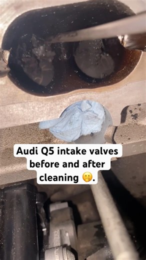 Audi Q5 intake valves before and after!🫢. #audi decarb #audicarlover.