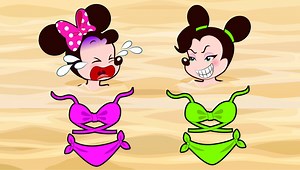 Mickey Mouse & Minnie Mouse Babies Funny story on the beach! Finger Family Song Nursery Rhymes | Film animation