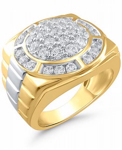 Men's Diamond Round Cluster Ring (2 ct. t.w.) in 10k Gold & White Gold - Macy's