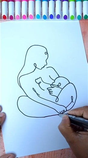 Easy Mom Drawing Idea ❤️ Mother’s Day Art #shorts