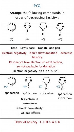 🔥 Basicity of Amines Explained | Hybridisation Trick NEET JEE 😍⚡Chemistry sp sp2 sp3 heterocycles