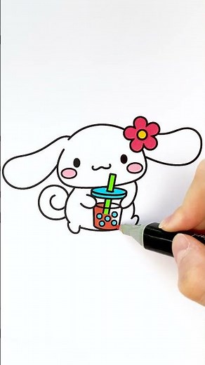 💕 Coloreando a Cinnamoroll 🧋✨ Arte con Brillantina DIY para Niños