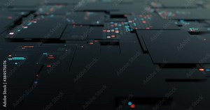 Abstract digital motion abstract matrix. Screen grid in cyber space environment. Scrolling programming code, security hacking, data flow stream displays. 3D render, 4K seamless loop