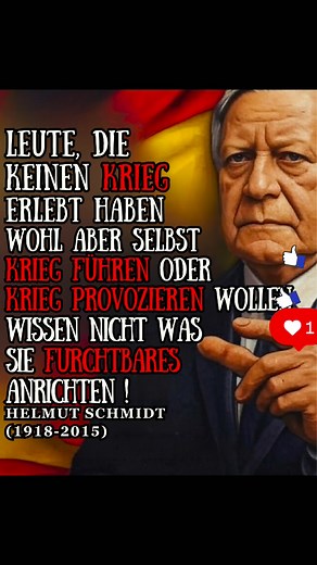 Die eindringlichen Worte von Helmut Schmidt zur Gefahr der Kriegstreiberei. Lasst uns aus der Geschichte lernen. Gedenke der Opfer und schütze den Frieden. ​#reels #HelmutSchmidt #Zitate #NieWiederKrieg #Gedanken #deutschland #politik #heimatliebe #trendin #planetfreak | Planet-Freak