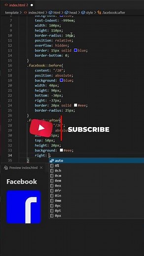 Facebook symbol using HTML and CSS tutorial for beginners using VSCode IDE #shorts #coding