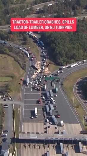 808K views · 3.7K reactions | A tractor-trailer overturned and spilled a load of lumber onto I-287 at the entrance ramp for the New Jersey Turnpike on Friday morning. The crash happened around 10:30 a.m. right at the entry plaza for Exit 10, impacting drivers trying to get onto the turnpike. The southbound lanes of I-287 were backed up for more than a mile. https://cbsloc.al/4ohEghK | CBS New York | Facebook