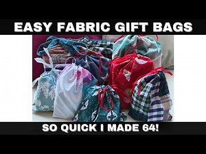 Drawstring Gift Bags - So Quick I Batch Sewed 64! (No Measuring! No Feeding Drawstring!)