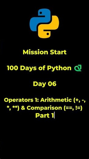 Python Tutorial for Beginners | Day 6 |Python Arithmetic & Comparison Operators | Part 1 #python