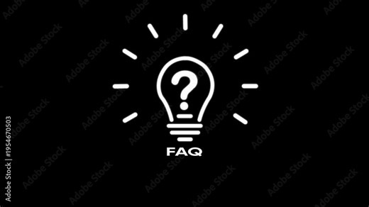White Light Bulb with Question Mark and F A Q Text on Black Background Symbolizing Ideas and Frequently Asked Questions