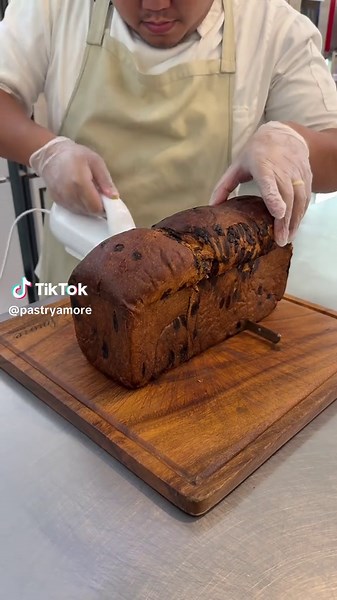 Freshly baked Chocolate Loaf - moist, rich, and melty. #AmoreBreadAndBooze #ChocolateLoaf #fyp #foryou