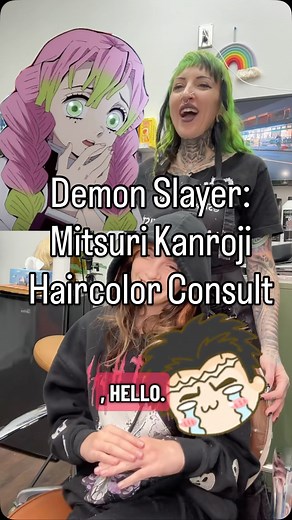 Demon Slayer: Mitsuri Kanroji Haircolor Consult PART 1 #consult #beforeandafterhaircolor #animehair #demonslayer #stephpaintzhair #longislandhair #longislandhair | Steph Paintz Hair