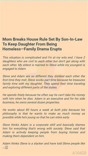 Mom 🐜 Breaks House Rule Set By Son-In-Law To Keep Daughter From Being Homeless—Family 🍸 Drama Erupts * | Film animation