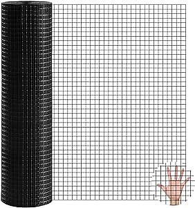 Hardware Cloth 1/2 in 48in x 100ft 23 Gauge Black Vinyl Coated Chicken Wire Fence Roll Cage Wire Netting Roll Garden Fencing Chicken Run Mesh Screen
