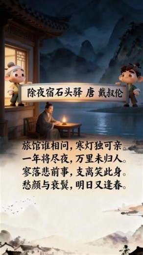 古诗词打卡第九十七天《除夜宿石头驿》唐·戴叔伦 #古诗词的魅力 #和抖音一起学古诗 #每日古诗 #每天一首古诗词 #创作者扶持计划